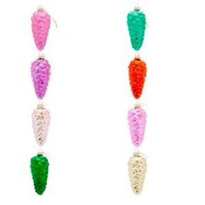 Holiday Time Decorative Glass Pinecone Christmas Ornament Set